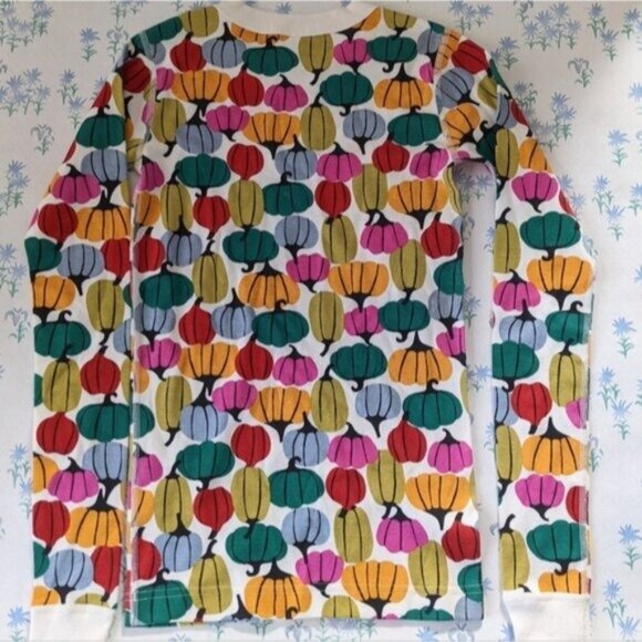 Hanna Andersson Colorful Pumpkins Kid's Pajamas 12 Organic Cotton Long Johns - Picture 4 of 6